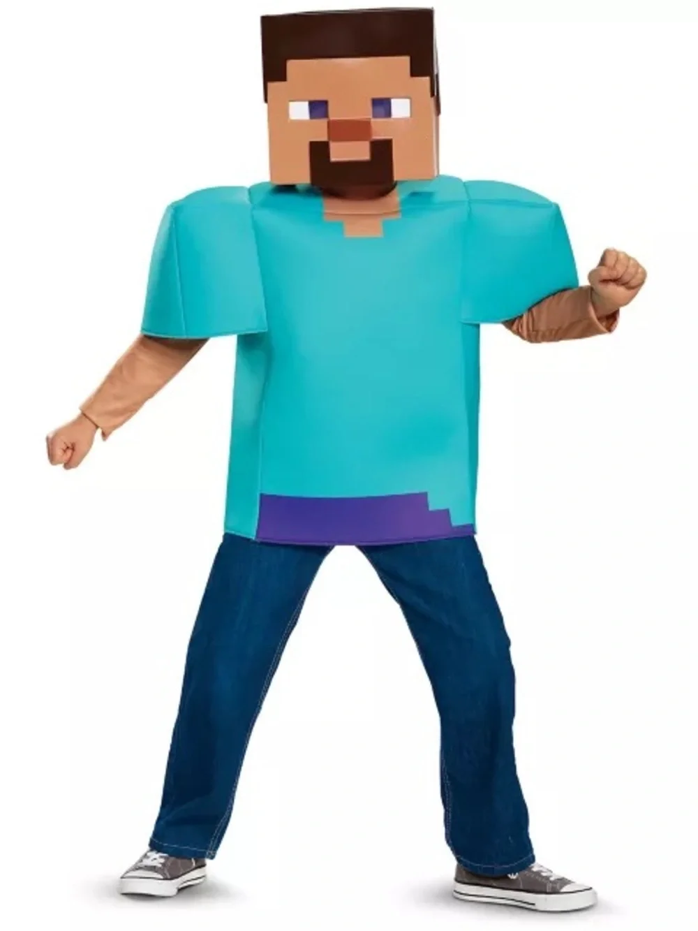 Spirit Kids Teal Pixel Character Halloween Costume with Purple Trim
